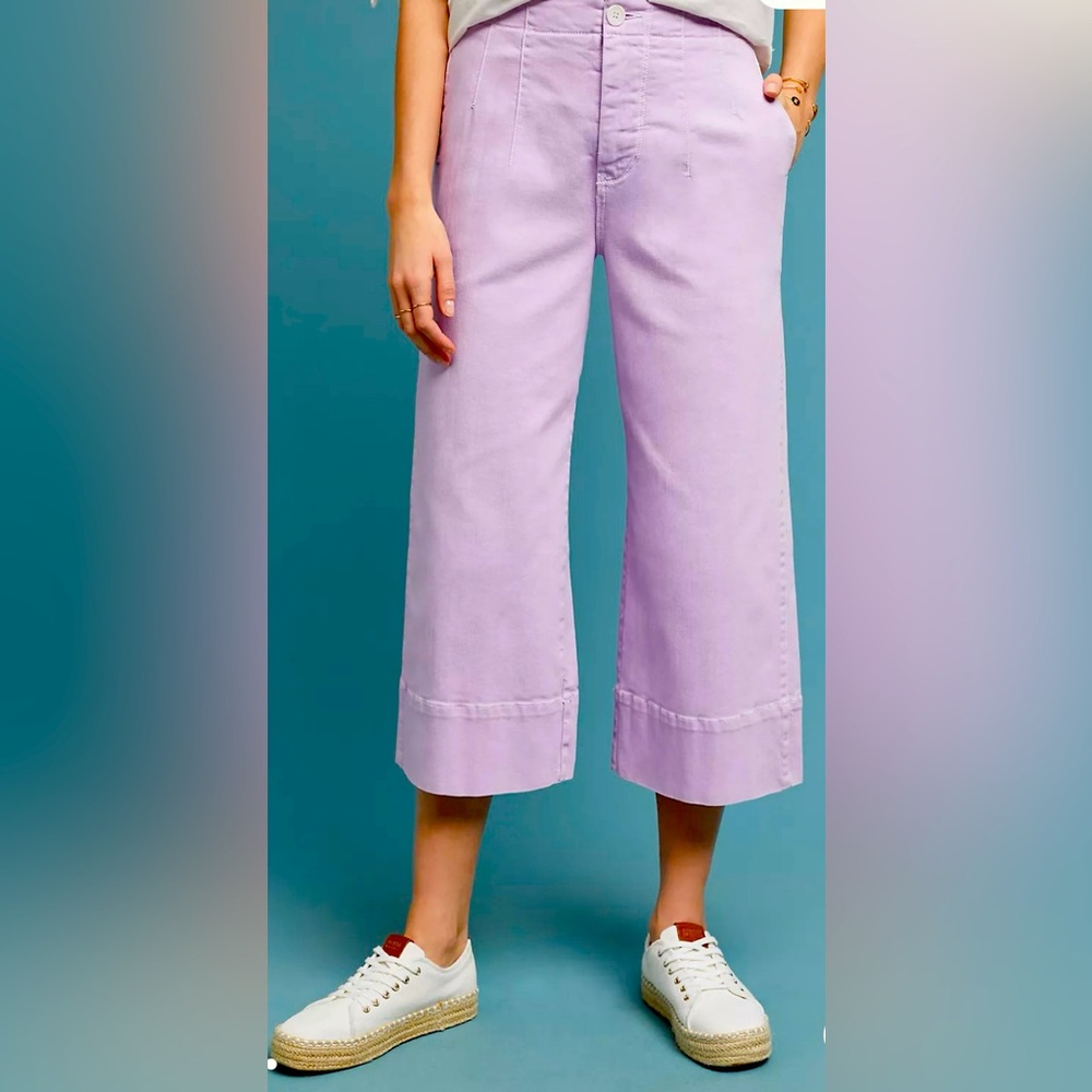 ANTHROPOLOGIE x PILCRO Ultra HighRise WideLeg Cropped Lavender Jeans. SZ…